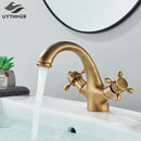 GobekUsa Antique Brass Basin Faucet: Solid Brass Single Hole Deck Mounted Mixer Tap