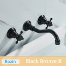 GobekUsa Antique Brass Basin Faucet Wall Mounted Dual Handles Swivel Spout Mixer Tap