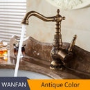 GobekUsa Antique Brass Basin Faucet with Single Handle Hot/Cold Mixer Taps Rotation AL-9966F