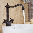 GobekUsa Antique Brass Basin Faucet with Swivel Spout and Cross Handles