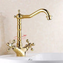 GobekUsa Antique Brass Basin Faucet with Swivel Spout and Cross Handles