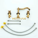 GobekUsa Antique Brass Basin Mixer Tap with Dual Handles, Deck Mounted Kitchen Faucet