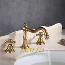 GobekUsa Antique Brass Basin Mixer Tap with Dual Handles, Deck Mounted Kitchen Faucet