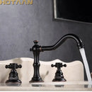 GobekUsa Antique Brass Basin Mixer Tap with Dual Handles, Deck Mounted Kitchen Faucet