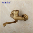GobekUsa Antique Brass Basin Sink Mixer Tap Wall Mounted Kitchen Faucet
