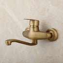 GobekUsa Antique Brass Basin Sink Mixer Tap Wall Mounted Kitchen Faucet