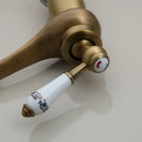 GobekUsa Antique Brass Bathroom Basin Faucet Deck Mounted Retro Mixer Vanity Taps