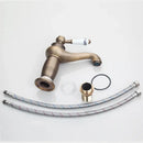 GobekUsa Antique Brass Bathroom Basin Faucet Deck Mounted Retro Mixer Vanity Taps