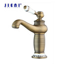 GobekUsa Antique Brass Bathroom Basin Faucet Deck Mounted Retro Mixer Vanity Taps