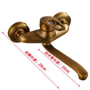 GobekUsa Antique Brass Bathroom Basin Faucet Long Spout Dual Handle Wall Mount