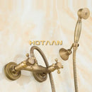 GobekUsa Antique Brass Bathroom Shower and Basin Tap Set