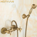 GobekUsa Antique Brass Bathroom Shower and Basin Tap Set