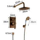 GobekUsa Antique Brass Bathroom Shower Mixer Set with 8" Rainfall and Handshower