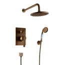GobekUsa Antique Brass Bathroom Shower Mixer Set with 8" Rainfall and Handshower