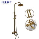 GobekUsa Antique Brass Bathroom Shower Set with Hand Shower, Mixer Taps, Double Handles