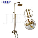 GobekUsa Antique Brass Bathroom Shower Set with Hand Shower, Mixer Taps, Double Handles