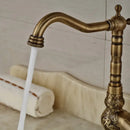 GobekUsa Antique Brass Bathroom Sink Faucet Mixer, Single Handle Hot Cold Water Tap