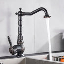 GobekUsa Antique Brass Bathroom Sink Faucet Mixer, Single Handle Hot Cold Water Tap