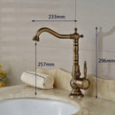 GobekUsa Antique Brass Bathroom Sink Faucet Mixer, Single Handle Hot Cold Water Tap
