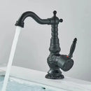 GobekUsa Antique Brass Bathroom Sink Faucet Mixer, Single Handle Hot Cold Water Tap