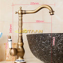 GobekUsa Antique Brass Bathroom Sink Faucet, Single Handle Deck Mounted Basin Mixer