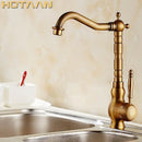 GobekUsa Antique Brass Bathroom Sink Faucet, Single Handle Deck Mounted Basin Mixer