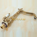 GobekUsa Antique Brass Bathroom Sink Faucet, Single Handle Deck Mounted Basin Mixer