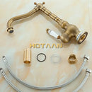 GobekUsa Antique Brass Bathroom Sink Faucet, Single Handle Deck Mounted Basin Mixer