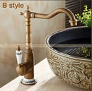 GobekUsa Antique Brass Bathroom Sink Faucet Single Handle Swivel Spout Hot Cold Mixer