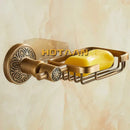 Antique brass ornate floral soap basket – bathroom wall mounted dish by Decorbites