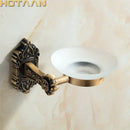Antique brass and white ceramic soap dish bathroom wall mount by Decorbites