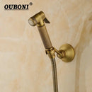 GobekUsa Antique Brass Bidet Faucet Wall Mount with Hand Shower - Bathroom Accessory