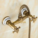 GobekUsa Antique Brass Bidet with Hot/Cold Mixer, Bronze Shower Head for Anal Cleaning