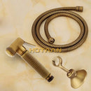 GobekUsa Antique Brass Bidet with Hot/Cold Mixer, Bronze Shower Head for Anal Cleaning