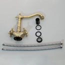 GobekUsa Antique Brass Carved Waterfall Bathroom Faucet Set Mixer Tap