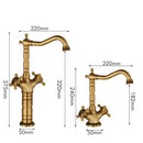 GobekUsa Antique Brass Carved Waterfall Bathroom Faucet Set Mixer Tap