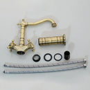 GobekUsa Antique Brass Carved Waterfall Bathroom Faucet Set Mixer Tap