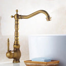GobekUsa Antique Brass Ceramic Handle Basin Faucet, Deck Mounted Kitchen Sink Mixer Tap