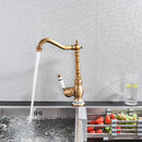 GobekUsa Antique Brass Ceramic Handle Basin Faucet, Deck Mounted Kitchen Sink Mixer Tap