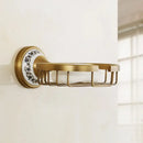 GobekUsa Antique Brass Ceramic Soap Dish Copper Soap Basket Bathroom Accessories