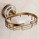 GobekUsa Antique Brass Ceramic Soap Dish Copper Soap Basket Bathroom Accessories