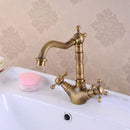 GobekUsa Antique Brass Double Cross Handle Basin Faucet - 360 Degree Swivel Spout