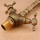 GobekUsa Antique Brass Double Cross Handle Basin Faucet - 360 Degree Swivel Spout