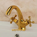 GobekUsa Antique Brass Double Handle Basin Mixer tap Robinet for Kitchen & Bathroom