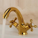 GobekUsa Antique Brass Double Handle Basin Mixer tap Robinet for Kitchen & Bathroom