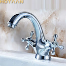GobekUsa Antique Brass Double Handle Basin Mixer tap Robinet for Kitchen & Bathroom