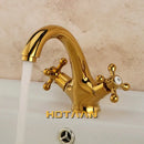 GobekUsa Antique Brass Double Handle Basin Mixer tap Robinet for Kitchen & Bathroom
