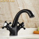 GobekUsa Antique Brass Double Handle Faucet Kitchen Bathroom Basin Mixer Robinet Antique