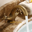 GobekUsa Antique Brass Double Handle Faucet Kitchen Bathroom Basin Mixer Robinet Antique