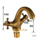 GobekUsa Antique Brass Double Handle Faucet Kitchen Bathroom Basin Mixer Robinet Antique